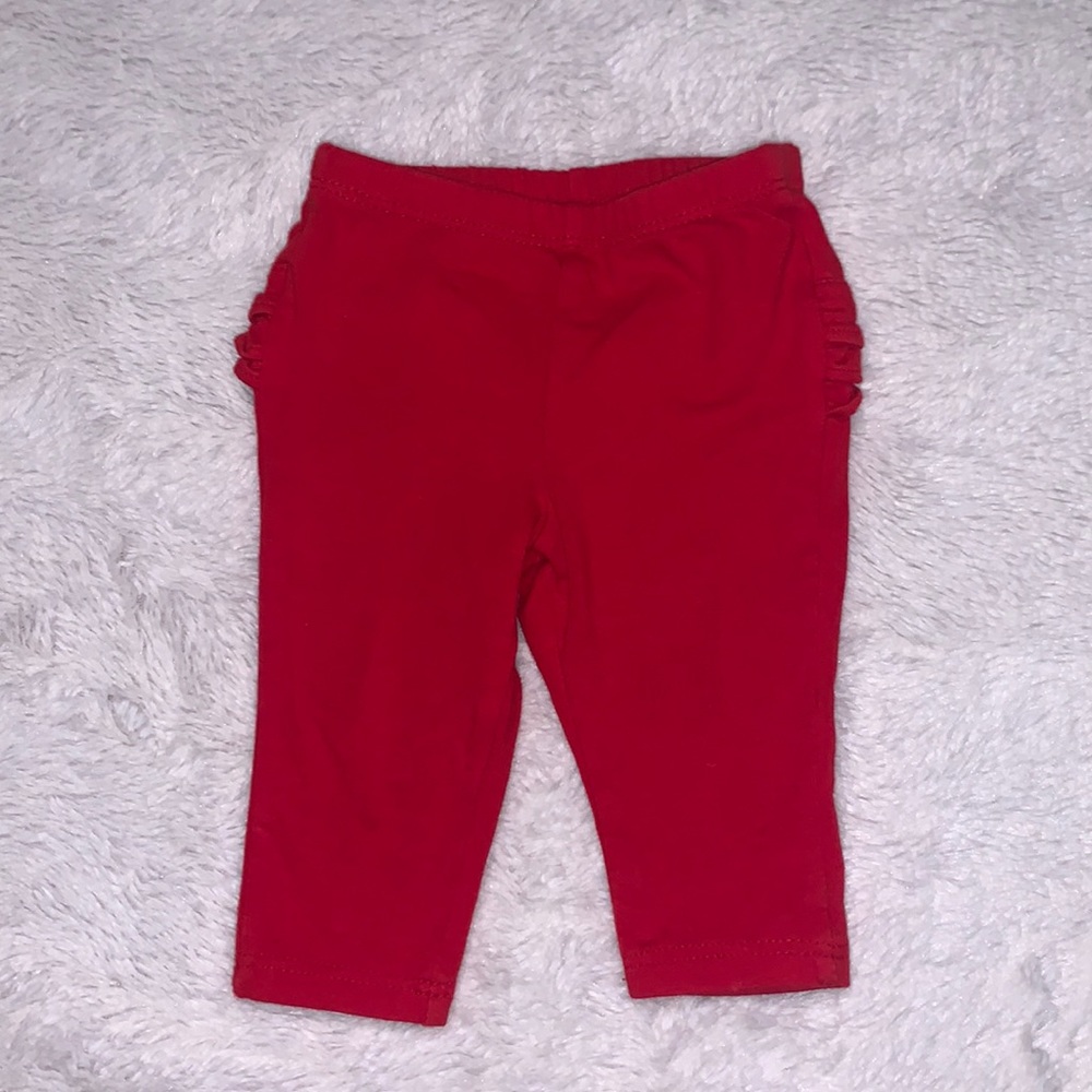 Old navy red ruffle bum leggings 0-3 months
